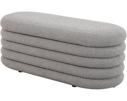 SVITA BLOSSOM XL Kruk - met Opbergruimte Ottomaanse Bouclé Hoes Lichtgrijs