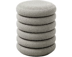 SVITA BLOSSOM XS hocker - met opbergruimte Voetenbank Boucle bekleding lichtgrijs
