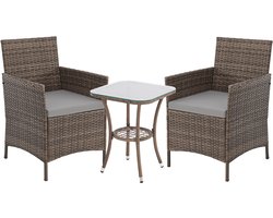 Svita Brooklyn Bistro tuinmeubelset 3-delig - Rotan Buiten Tuin Lounge Bruin