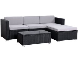 SVITA CALIFORNIA tuinlounge - polyrotan tuinset balkonset rotan lounge zwart