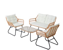 Svita Capri balkonmeubelset polyrotan - zitgroep buiten 4-delig. Tuin Lounge Natuur