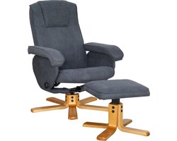 SVITA Charles Relaxstoel - Kruk Fauteuil TV-stoel Draaistoel Polyester Hout Donkergrijs