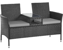 SVITA CHICAGO rotan bank - tuinbank lounge zithoek zwart