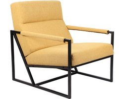 SVITA CHRIS fauteuil - lounge stoel cocktail stoel gestoffeerde stoel binnen met armleuning comfortabel modern vintage woonkamer slaapkamer kantoor mosterdgeel