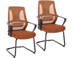 SVITA DELTA set van 2 bezoekersstoelen - conferentiestoelen cantileverstoelen armleuningen bruin