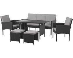 Svita Denver Poly Rotan Zitgroep - Lounge Set Zwart