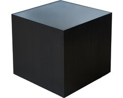 SVITA EVA Bijzettafel Salontafel Hoekig Vierkant 50x50 Rotan-look Paulownia hout Zwart / Zwart