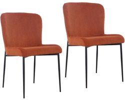 SVITA FREDDIE Eetkamerstoel - set van 2 koordbekleding metalen poten oranje