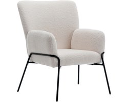 SVITA FREIA loungestoel - modern met armleuning cocktailstoel gestoffeerde stoel wit