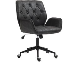 SVITA GABRIEL bureaustoel - in hoogte verstelbaar bureaustoel met wieltjes vintage design kunstlederen draaistoel zwart