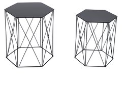 SVITA HARPA set van 2 bijzettafels - salontafel metaal modern zwart