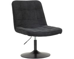 SVITA HENRY loungestoel - gestoffeerde stoel draaistoel draaivoet loungestoel corduroy hoes zwart