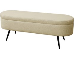 SVITA IVY Bank - Teddy Stoffen Ottomaanse Kruk met Opbergruimte Gestoffeerde Bank Beige