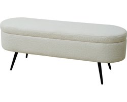 SVITA IVY bank - teddy stoffen ottoman kruk met opbergruimte gestoffeerde bank wit