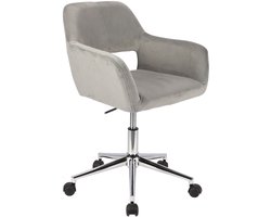 SVITA JILL draaistoel - in hoogte verstelbaar met armleuningen en wielen fluwelen bekleding grijs