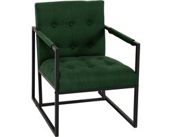 SVITA JONES cocktailstoel - loungestoel bekleed met stalen frame fluweel donkergroen
