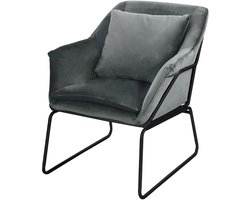 SVITA JOSIE loungestoel - gestoffeerd binnen gestoffeerde stoel met armleuningen metalen frame fluwelen bekleding eenpersoonsbank modern grijs