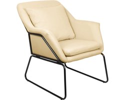 SVITA JOSIE loungestoel - gestoffeerd binnen gestoffeerde stoel met armleuningen metalen frame stoffen bekleding eenpersoonsbank modern beige