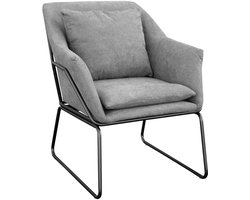 SVITA JOSIE loungestoel - gestoffeerd binnen gestoffeerde stoel met armleuningen metalen frame stoffen bekleding eenpersoonsbank modern lichtgrijs