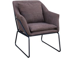 SVITA JOSIE loungestoel - gestoffeerd met armleuningen metalen frame fluwelen bekleding bruin