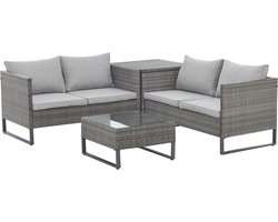 SVITA KANSAS rotan lounge - tuinmeubelset tuinbank polyrotan grijs
