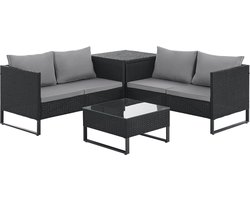 SVITA KANSAS rotan lounge - tuinmeubelset tuinbank polyrotan zwart