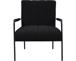 SVITA KYLE Lounge Chair - Gestoffeerde stoel Accentstoel Woonkamer met armleuning Teddy Boucle Zwart