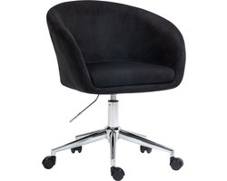 SVITA LOUISA bureaustoel fluwelen hoes bureaustoel in hoogte verstelbaar zwart