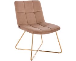 SVITA LYNN Lounge Chair - Cocktail Chair Club Chair Beklede stoel zonder armleuningen Gouden poten Fluwelen bekleding Taupe