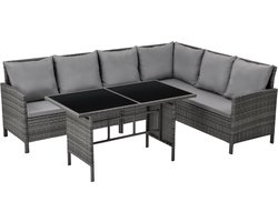 SVITA MADISON polyrattan dining set - tuinmeubelset rotan lounge hoekbank Grijs