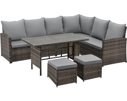 SVITA Monroe tuin loungeset - polyrattan zitgroep tuin bruin