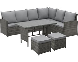 SVITA Monroe tuin loungeset - polyrattan zitgroep tuin grijs