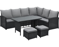 SVITA Monroe tuin loungeset - polyrattan zitgroep tuin Zwart