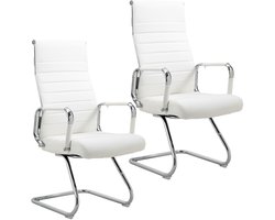 SVITA OFFICE COMFORT 2x Bezoekersstoel Kunstleder Cantilever met Armleuningen Wit