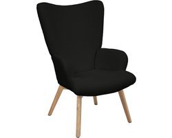 SVITA OLAV fauteuil - oorfauteuil loungestoel relaxfauteuil met armleuningen hoge rugleuning modern comfortabel robuust woonkamer slaapkamer eetkamer zwart
