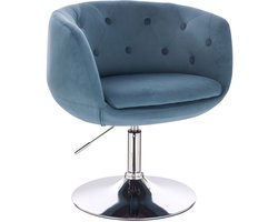 SVITA PANAMA Retro Lounge Chair - Gestoffeerde stoel Cocktailstoel Plaatvoet Metaal Fluweel Blauw