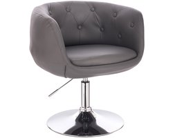 SVITA PANAMA Retro Lounge Chair - Gestoffeerde stoel Cocktailstoel Plaatvoet Metaal Kunstleer Grijs