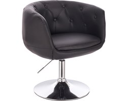 SVITA PANAMA Retro Lounge Chair - Gestoffeerde stoel Cocktailstoel Plaatvoet Metaal Kunstleer Zwart