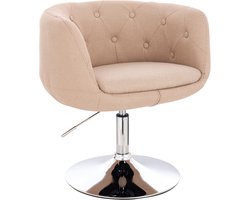 SVITA PANAMA Retro Lounge Chair - Gestoffeerde stoel Cocktailstoel Plaatvoet Metalen stoffen hoes Beige