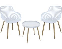 SVITA PHILLY zitgroep balkonmeubelset 3-delig wit/houtlook