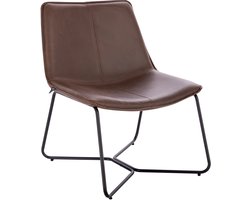 SVITA RON loungestoel - cocktailstoel clubstoel zonder armleuningen metalen frame lederlook bruin