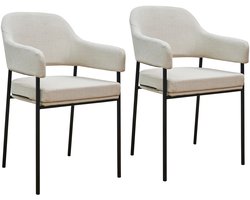 SVITA SCARLETT set van 2 eetkamerstoelen - fauteuil gestoffeerde stoel stof wit