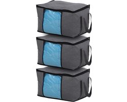 SVITA Set van 3 opbergtassen L - opvouwbare commode raamhendels ritssluiting stof donkergrijs