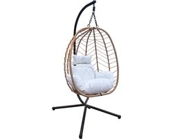 SVITA SHELLY hangstoel met frame - loungestoel hangzit hangstoel opklapbare hangmand hangende schommel buitenstoel naturel