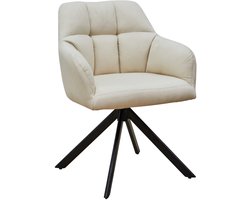 SVITA SORA eetkamerstoel - draaibaar gestoffeerde stoel met armleuningen beige
