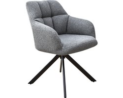 svita sora eetkamerstoel - draaibaar gestoffeerde stoel met armleuningen grijs