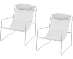 SVITA SVEIO Set van 2 relaxfauteuils - voor buiten Tuinstoel met kussen Lounger Wit