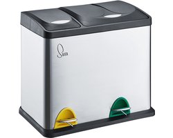 SVITA TC2Combo26 prullenbak - afvalscheiding roestvrij staal 8L+18L zilver