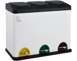 SVITA TC3X15 Keukenafvalbak 45L - Afvalbak scheidingssysteem pedaalemmer afvalbak wit