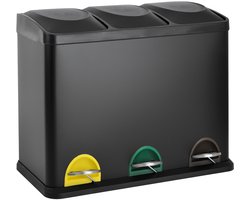SVITA TC3X15 Keukenafvalbak 45L - Afvalbak scheidingssysteem pedaalemmer afvalbak zwart